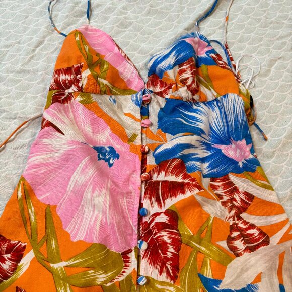 Zara Tropical Floral Linen Dress Small - Picture 3 of 7